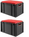 PROREGAL SparSet 2x Eurobox NextGen Seat Box Rot, HxBxT 36,5x40x60cm, 65 Liter,