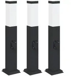 vidaXL Pollerleuchten mit Steckdose 3 Stk. 50 cm Schwarz IP44