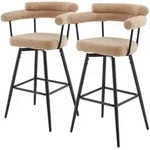 ML-Design Barhocker drehbar 2er Set Braun, Teddy-Stoff, 76 cm, Gepolsterte