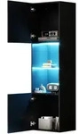 OKWISH Hochglanz Vitrine Schwarz 45x35x160 cm LED Glasregal Aufbewahrungsschrank