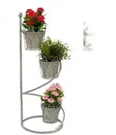 DanDiBo Blumentreppe Innen Metall Wei&szlig; Grau Rund 75 cm Blumenst&auml;nder mit 3...