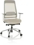 B&uuml;rostuhl / Drehstuhl CHIARO T2 WHITE Netzstoff / Stoff grau / beige hjh OFFICE
