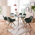 SalesFever Essgruppe 180x90 cm | 5 tlg | Eiche Massivholz | Grau