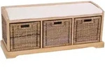 Mendler Sitzbank Bienne, Aufbewahrungsbox, 3 K&ouml;rbe, Kubu-Rattan-Geflecht,