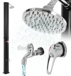ECD Germany ML-Design Solardusche 35L Eckig 217 cm Schwarz &ndash; Mit Fu&szlig;dusche &