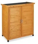 Relaxdays Gartenschrank, 3 F&auml;cher, Flachdach mit Neigung, Doppelt&uuml;r, HBT: 97 x 86,5