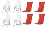 PROGARDEN Pro Garden Tampa SET bestehend aus 4x Klappsessel wei&szlig;, 4x Auflage...