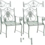 DELUKE 2er Set Gartenst&uuml;hle AUSTIN - Metall Antik-gr&uuml;n 62x53x94 cm |...