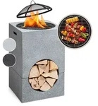 blumfeldt Monolith Feuerschale mit Grill MGO & Stahlschale inkl. Funkenschutz...