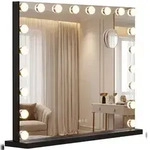 CLP Schminkspiegel Norlina mit Bluetooth Metall HBT: 62x80x14 cm schwarz mit