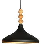 Bamyum Champion Holz Metall E27 Moderne Schwarz Pendellampe