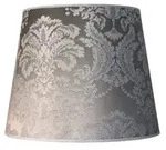 Licht-Erlebnisse Lampenschirm WILLOW Silber mit Barock-Muster &Oslash;38cm rund f&uuml;r