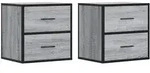 vidaXL Wand-Nachttische 2 Stk. Grau Sonoma 40x31x39,5 cm
