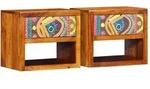 vidaXL Nachttisch 2 pcs Braun 40 x 35 x 35 cm Akazie Massivholz