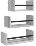 vidaXL 3-tlg. Wandregal-Set mit Stangen Grau Sonoma Holzwerkstoff