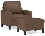 vidaXL Sessel mit Hocker Braun 60 cm Stoff