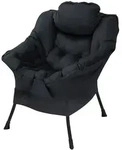 ML-Design Relaxsessel Schwarz &ndash; Loungesessel mit Armlehnen, Kopfkissen &