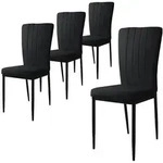 ML-Design &ndash; Esszimmerst&uuml;hle 4er Set Schwarz | Samtbezug, R&uuml;ckenlehne,