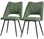 ML-Design Esszimmerst&uuml;hle 2er Set Gr&uuml;n &ndash; Stoffbezug, R&uuml;ckenlehne, schwarze