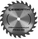 EBERTH Kreiss&auml;geblatt 200mm, 24 Z&auml;hne, Hartmetall, f&uuml;r Holz-Schnitte, 16mm