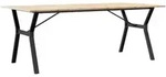 Esstisch mit Y-Gestell 200 x 100 x 75 cm, massives Kiefernholz, Stahl, Modell Helios