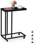Relaxdays Beistelltisch C-Form, HBT 79x60x30 cm, Rollen, Sesseltisch zum