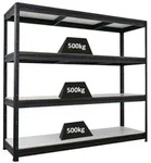 Proregal Schwerlastregal DINO | HxBxT 180x200x60cm | 4 Melamin-Ebenen 16mm | Fachlast