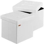 CASARIA&reg; Faltbarer Sitzhocker mit Stauraum 2er Set Kunstleder Wei&szlig;