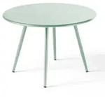 Oviala Business Runder Terrassen-Couchtisch aus salbeigr&uuml;nem Metall 40 cm