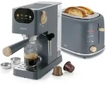Nordic Set Kaffeemaschine 20 Bar Kapseln und Kaffee, Toaster 2 Breite Scheiben,