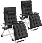 tectake Sonnenliege Cloud klappbar, stufenlos verstellbar - 2er Set schwarz