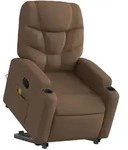 vidaXL Elektrischer Massagesessel mit Aufstehhilfe Braun Stoff