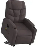 vidaXL Elektrischer Massagesessel mit Aufstehhilfe Dunkelbraun Stoff