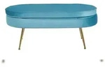 SalesFever Sitzpouf | oval | Bezug Samt-Stoff blau | Gestell Metall goldfarben...