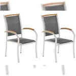 Merxx Siena Stapelsessel Set 2tlg., 2 Stapelsessel, Aluminium/Textil/Akazie,