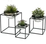 DanDiBo Blumenhocker Metall mit Topf Schwarz Silber Blumenst&auml;nder 96256 3er Set