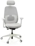Ergonomischer B&uuml;rostuhl Skandis Pro mit Kopfst&uuml;tze grau / Gestell wei&szlig; hjh...