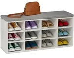 Relaxdays Schuhbank, gepolsterte Sitzfl&auml;che, 12 F&auml;cher, HBT: 49,5x104x31 cm, Flur &
