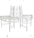 DELUKE Baumbank FRIDA Stahl Antik-wei&szlig; 80x63x122cm Gartenbank...