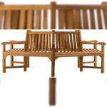 DELUKE Baumbank NEBEL - Holz Teak 250x250x93 cm | Kreisrunde Sitzbank Mit Lehne