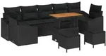 vidaXL Garten-Sofa-Set mit Kissen mit Speicher 10 pcs Schwarz