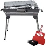 Grillpeter Mangal Iskander Schaschlikgrilll Set mit Grillrost F&auml;cher 10 Spie&szlig;e