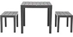 vidaXL Gartentisch mit 2 B&auml;nken Kunststoff Braun