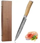 Wakoli Damast Fleischmesser I 20cm Klinge I Olivenholzgriff und Hammerschlag