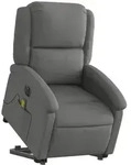 vidaXL Elektrischer Massagesessel mit Aufstehhilfe Dunkelgrau Stoff