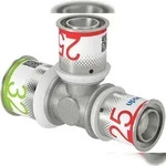Uponor T-St&uuml;ck S-Press PLUS reduziert aus Messing, verzinnt 32x25x25mm
