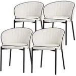 ML-Design Esszimmerst&uuml;hle 4er Set Beige, Stoffbezug & Metallbeine