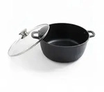 Relaxdays Schmortopf, mit Glasdeckel, antihaft, Kochtopf f&uuml;r Induktion, H x D: 12,5