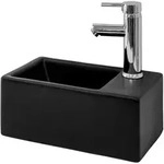 LuxeBath Waschbecken inkl. Ablaufgarnitur Schwarz ohne &Uuml;berlauf 35,5x20,5x12,5...