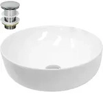 LuxeBath ECD Germany Aufsatzwaschbecken Keramik Wei&szlig; 400&times;400&times;135 mm, rund,...